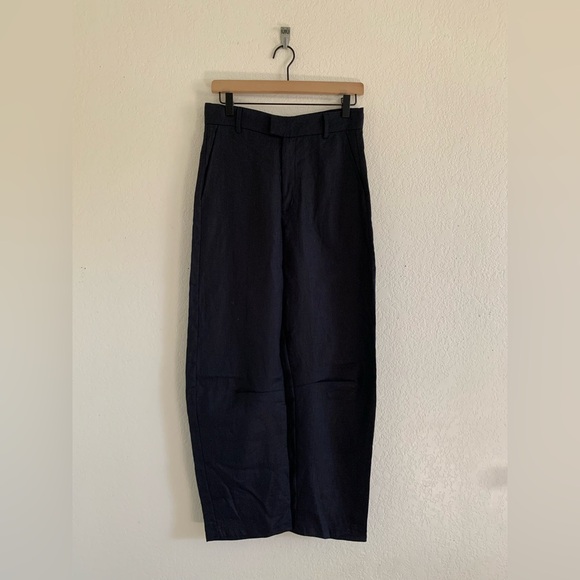 Parentezi Women’s 100% Linen Pants Navy Barrel Leg High...